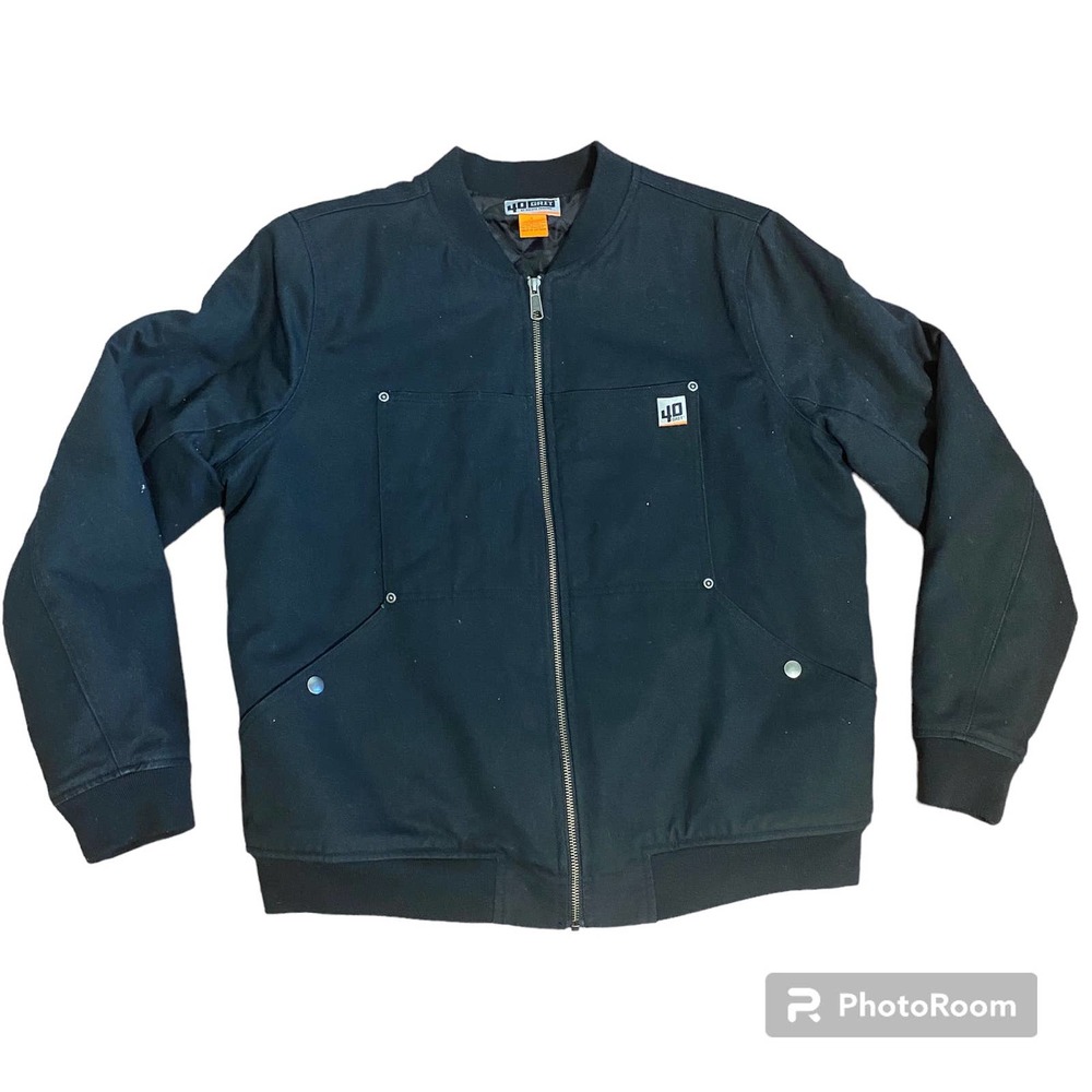 40 Grit Sz Large Black Canvas Bomber Work Jacket